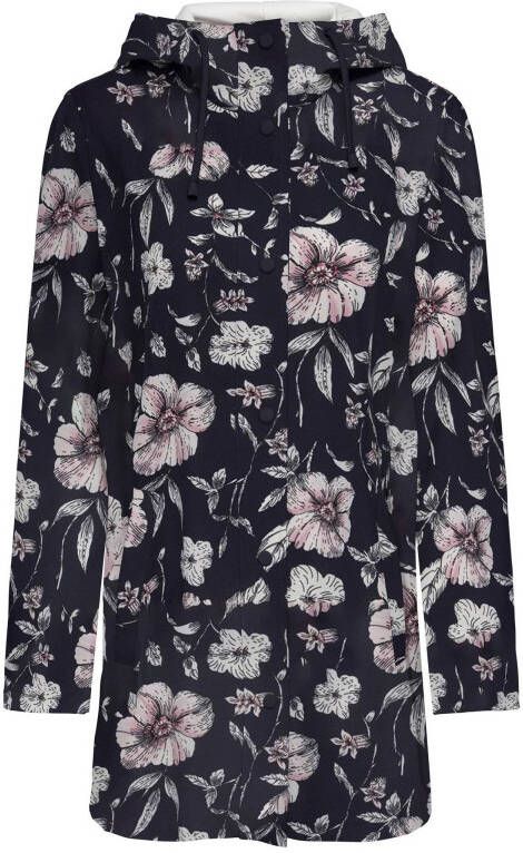 ONLY regenjas ONLELLEN met bloemenprint donkerblauw/roze/gebroken wit