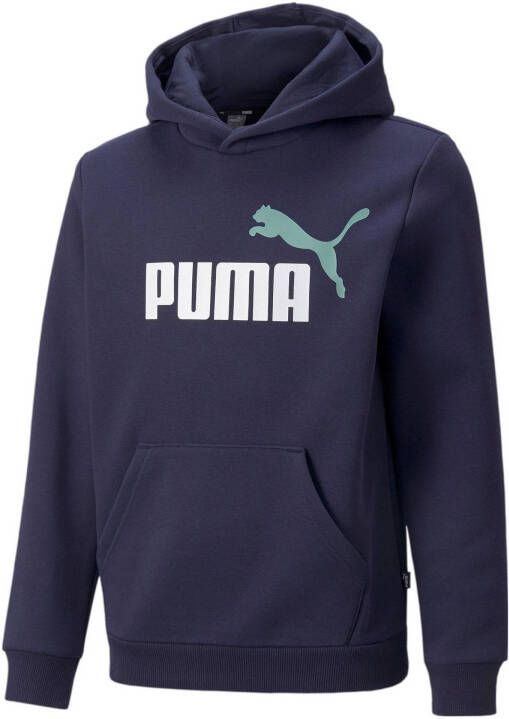 Puma essentials+ 2 col big logo fleece trui blauw kinderen