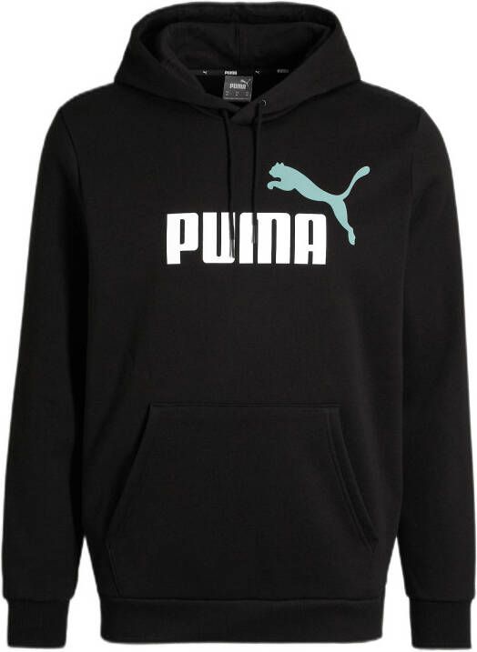 Puma essentials+ 2 col big logo fleece trui zwart/blauw heren