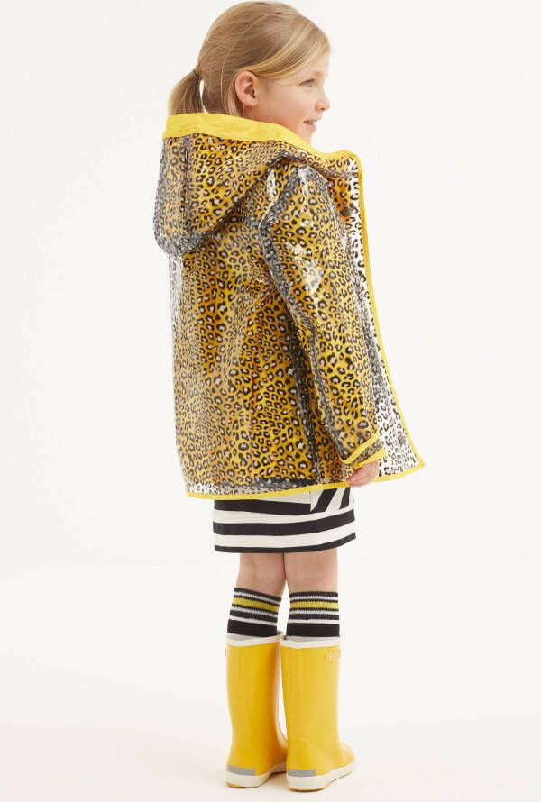Quapi Girls regenjas zomer Faiza met all over print geel/grijs