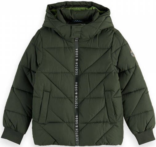 Scotch and Soda Winterjassen Boys Water repellent hooded jacket Groen