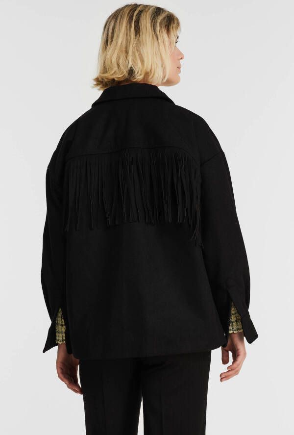 Scotch & Soda Overshirt in wolblend met franjes