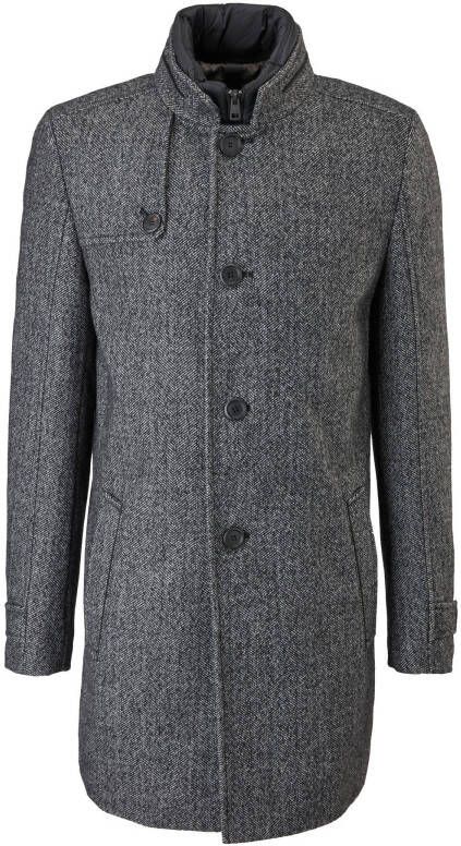 s.Oliver BLACK LABEL jas met wol en visgraat grijs
