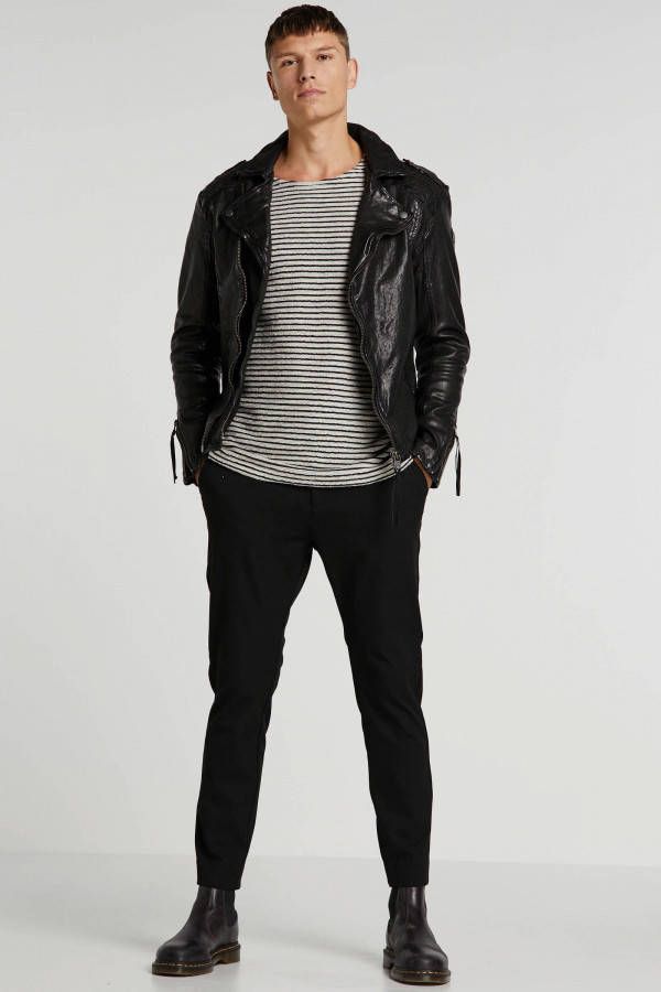 Tigha leren tussenjas Elon zwart