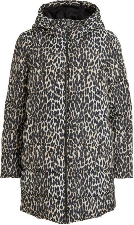VILA gewatteerde jas VIKARLA met dierenprint wit/bruin/zwart