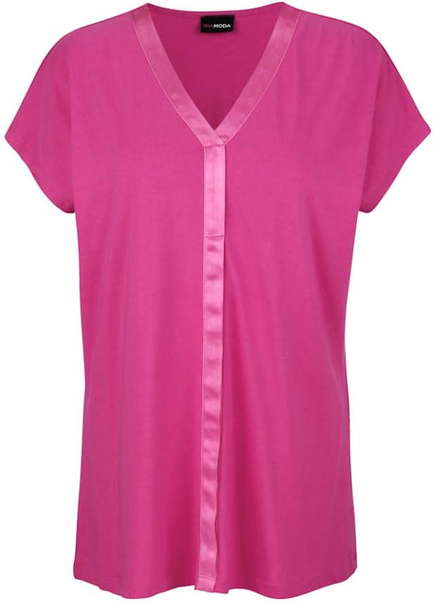 MIAMODA Shirt met details van satijn Pink