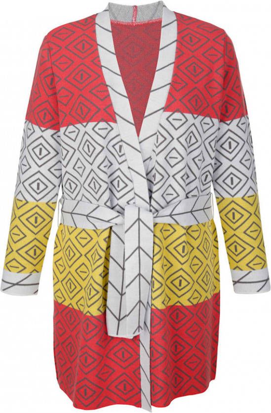 MIAMODA Vest met bindceintuur Oranje/Geel/Bordeaux/Wit