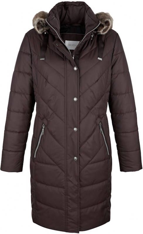 MONA Gewatteerde jas met flatterende stiksels Aubergine