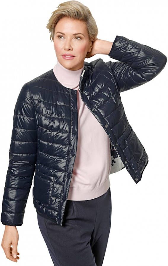 MONA Keerbare jas met bloemenprint Marine/Ecru