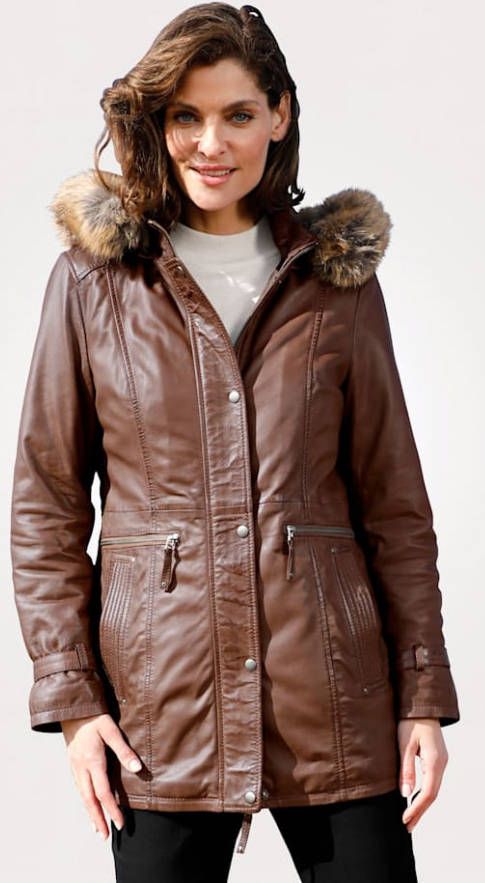 MONA Leren jas van 100% lamsnappa Cognac