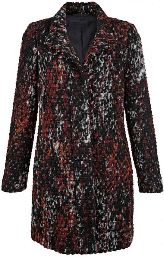 MONA Mantel in bouclélook Zwart/Oranje/Bordeaux