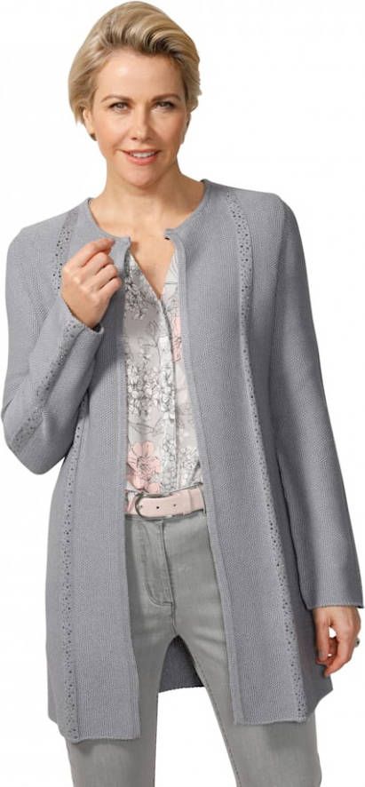 MONA Vest in modieus lang model Lichtgrijs