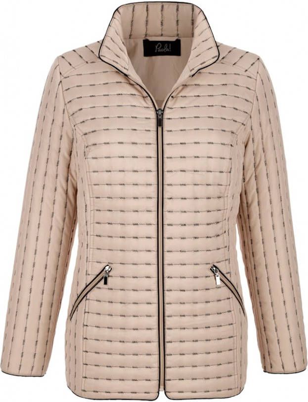 Paola Doorgestikte jas met contrastkleurige stiksels Zand/Zwart