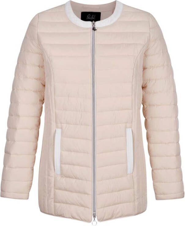 Paola Gewatteerde jas met contrastkleurige details Zand/Wit