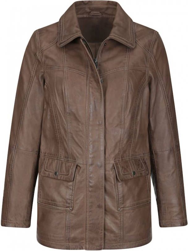 Paola Leren jas van fijn lamsnappa Taupe