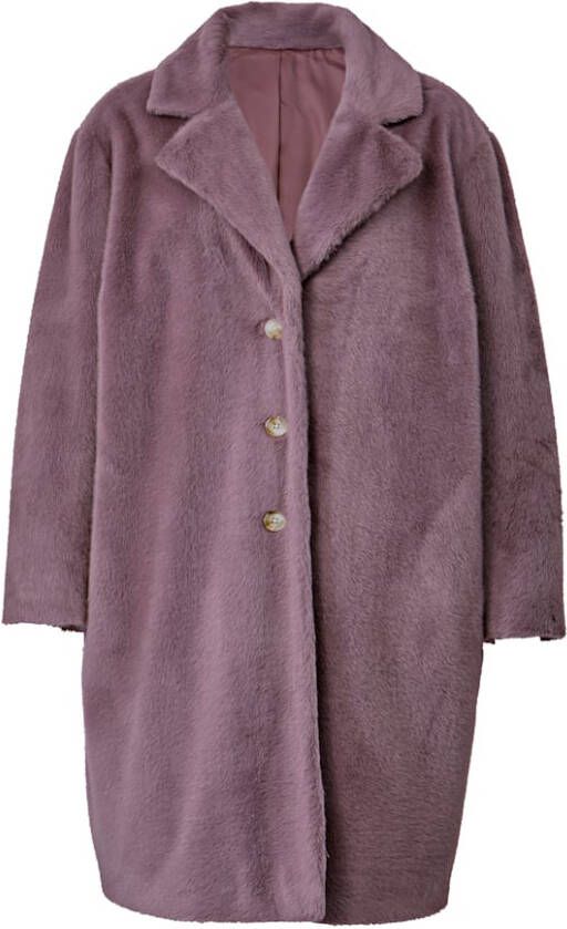 Sara Lindholm Mantel van zacht imitatiebont Lila